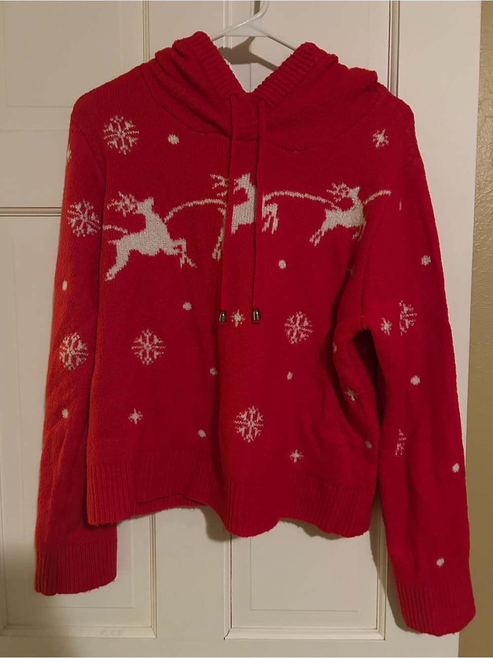cupcakes & cashmere Red Reindeer Hoodie Sweater